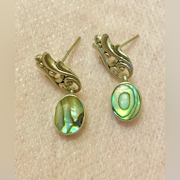 925 Silver and Abalone Drop Earrings - Picture 4 of 5
